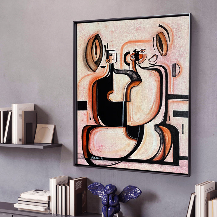 Seated Duo original art by SoulCurryArt featuring two abstract figures sitting together in a colorful, expressive style.