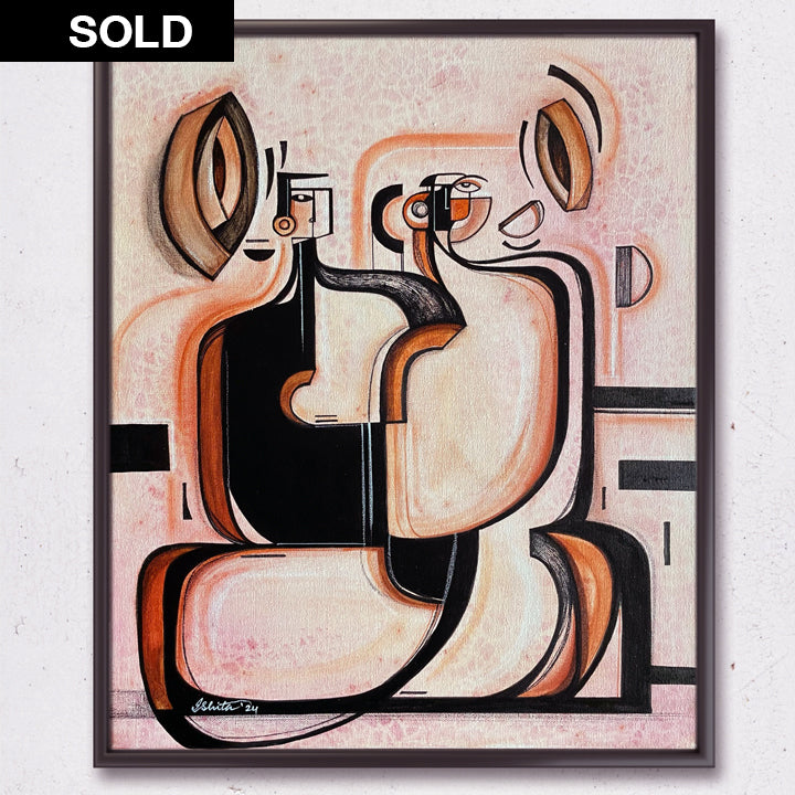 Seated Duo original art by SoulCurryArt depicting two figures sitting closely together in a stylized, artistic pose.