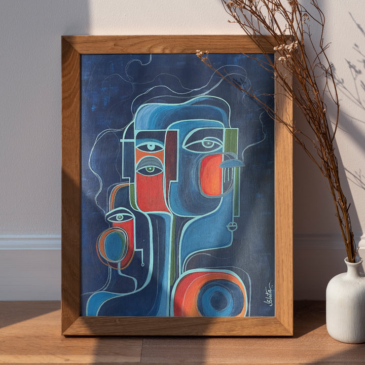 Original art piece titled "Shadow" by SoulCurryArt, featuring abstract dark shapes and textured brushstrokes.
