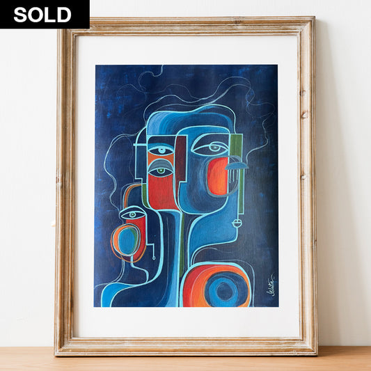 Original art piece titled "Shadow" by SoulCurryArt featuring abstract dark shadows and textured brushstrokes on canvas.