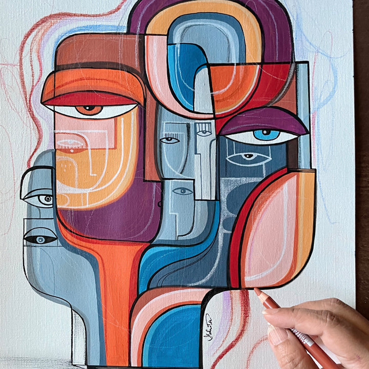 Original art piece titled Steel and Stone by SoulCurryArt, featuring abstract steel and stone textures in a modern design.