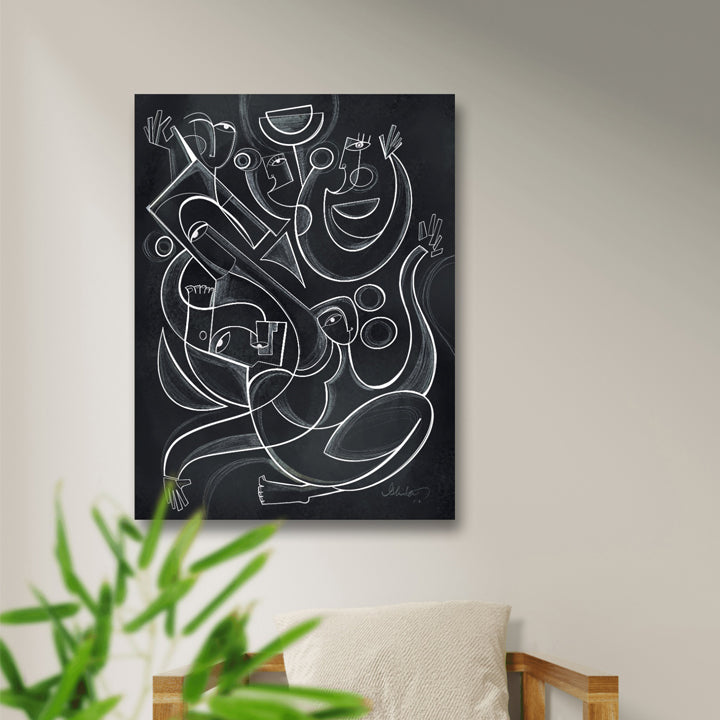 Framed original art print titled Shadow Dancers by SoulCurryArt, featuring dynamic shadow figures in a 16x20 inch display.