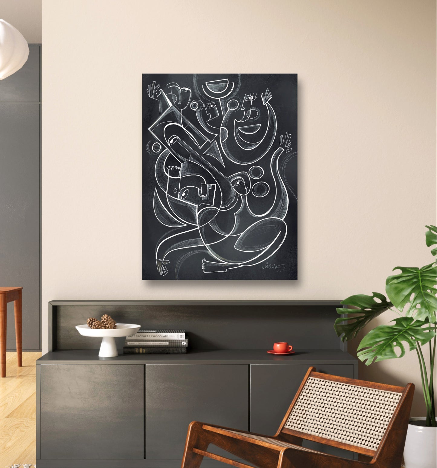 Original art "Shadow Dancers" by SoulCurryArt featuring a framed 16x20 shadow dance scene.