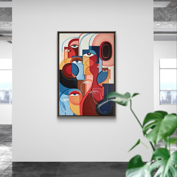 Framed original art print titled "Heat" by soulcurryart, featuring vibrant abstract colors on a 24x36 inch canvas.