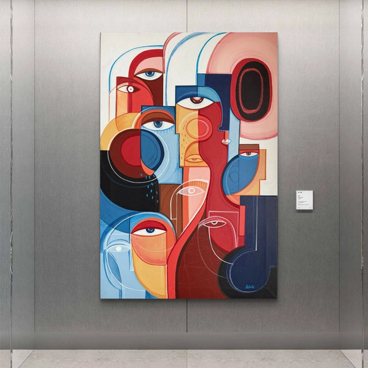 Framed original art titled "Heat" by soulcurryart, showcasing warm abstract colors on a 24x36 inch canvas.