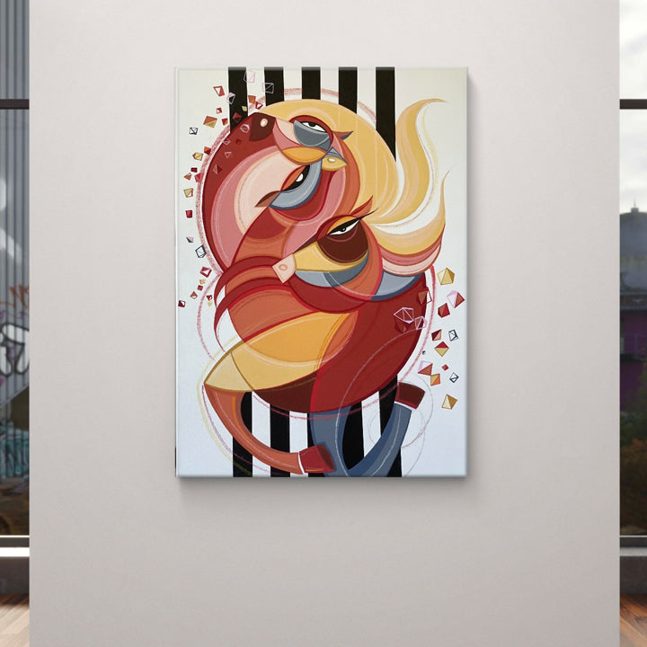 Framed original art titled Wild Winds by soulcurryart, featuring vibrant abstract landscape in 24x36 inches.