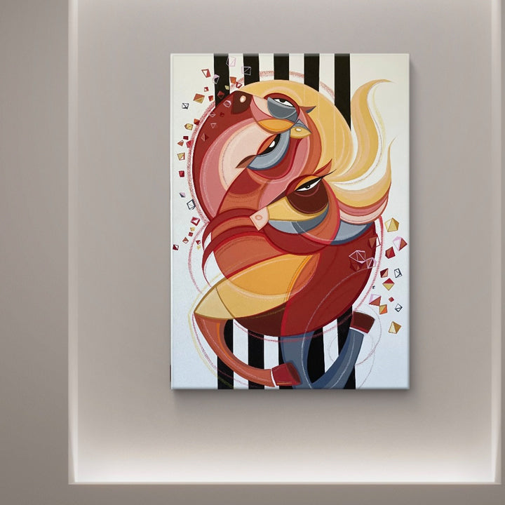 Framed original art print titled "Wild Winds" by soulcurryart, 24x36 inches, featuring vibrant abstract wind-inspired artwork.