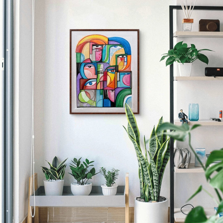 Original framed art by SoulCurryArt featuring a detailed constellation painting on a 20.5 x 17-inch canvas.