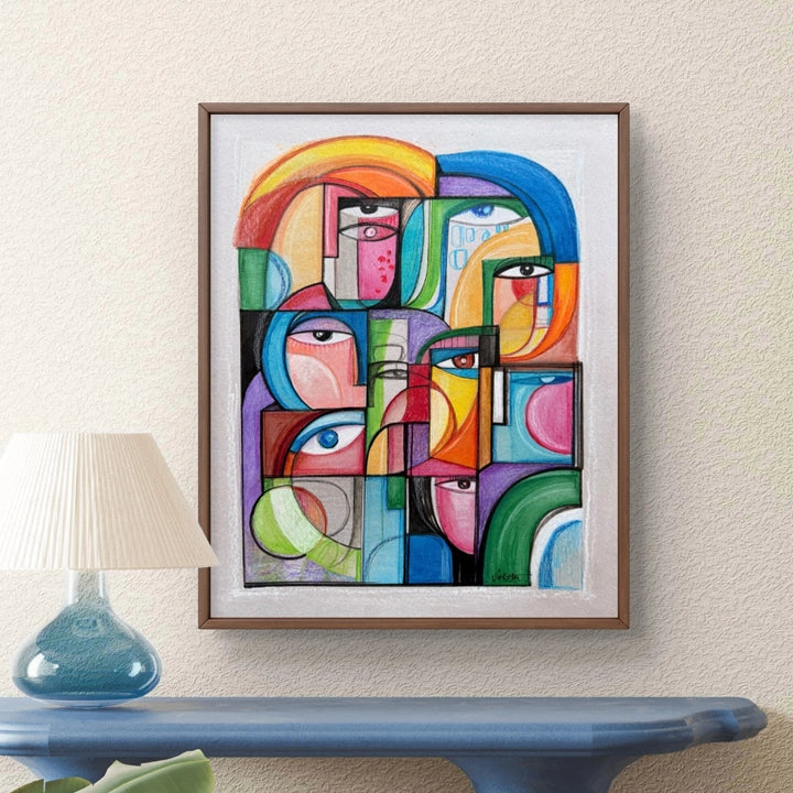 Framed original art painting of constellations by SoulCurryArt, showcasing celestial star patterns on a 20.5 x 17-inch canvas.