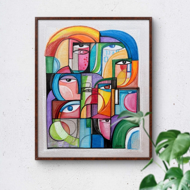 Framed original art painting of constellations by SoulCurryArt, featuring a night sky with stars and celestial patterns.