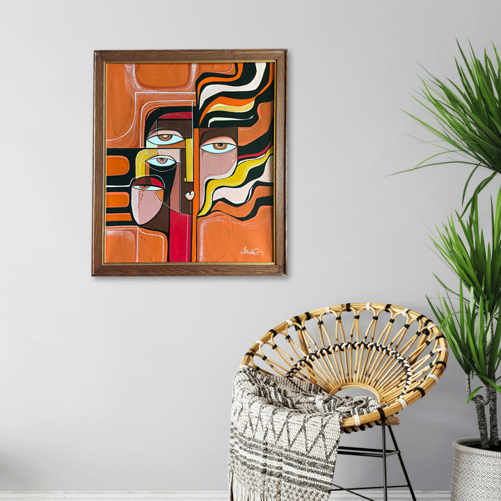 Framed original art painting titled "Wild Within" by SoulCurryArt, featuring vibrant, abstract wildlife-inspired imagery.