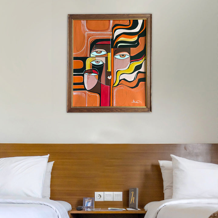 Framed original art titled "Wild Within" by SoulCurryArt featuring an abstract, nature-inspired painting with vibrant colors.
