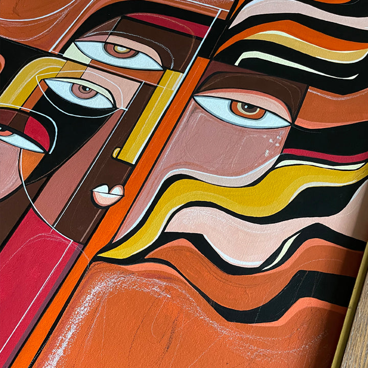 Framed original art painting titled "Wild Within" by SoulCurryArt, featuring vibrant, abstract wildlife-inspired artwork.