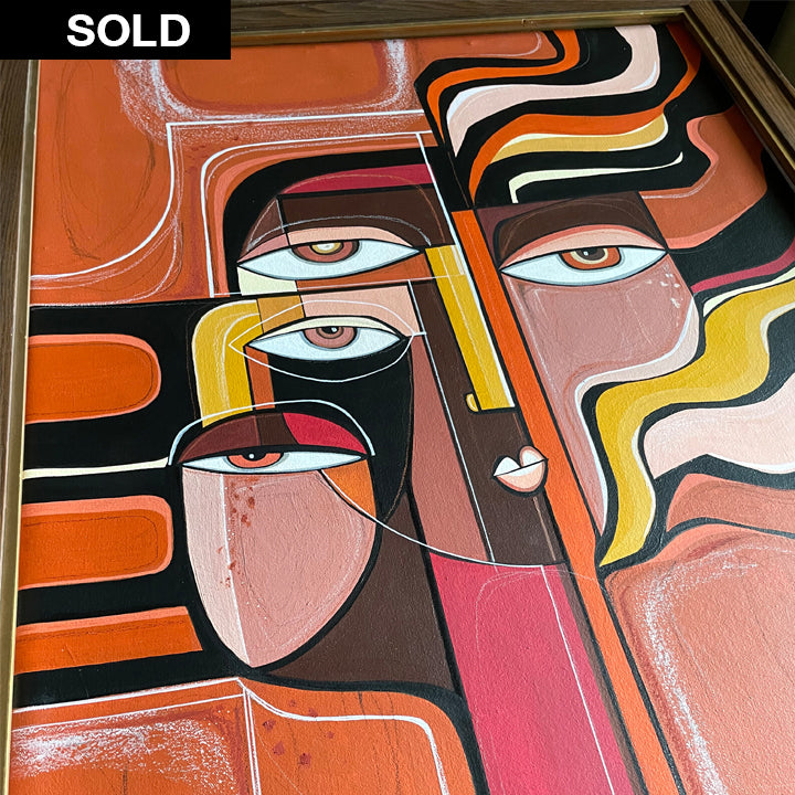 Framed original art painting titled "Wild Within" by SoulCurryArt, featuring vibrant abstract wildlife imagery.