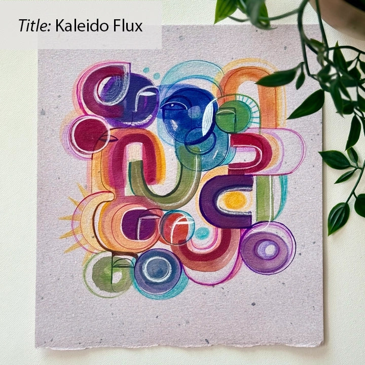 Colorful ink and watercolor original paintings on paper by SoulCurryArt, showcasing vibrant abstract art from 2026.