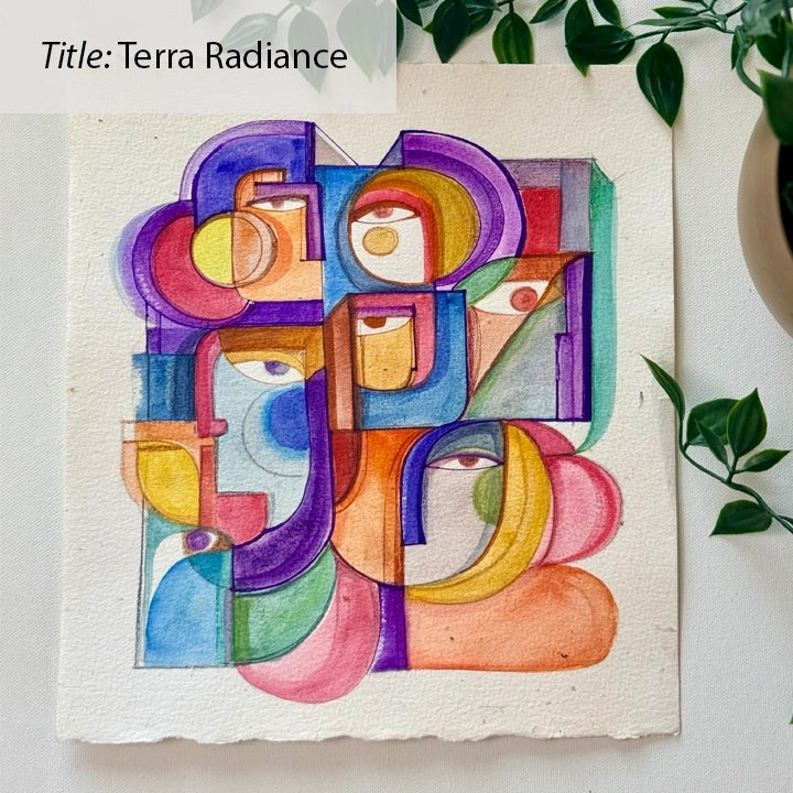Colorful ink and watercolor original painting on paper by SoulCurryArt, showcasing vibrant, abstract art with bold brushstrokes.