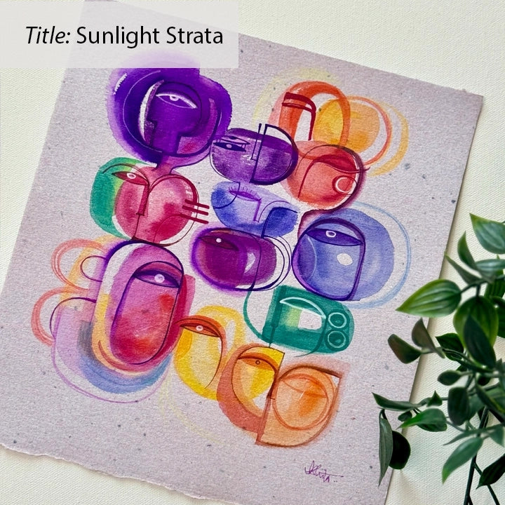 Colorful ink and watercolor original painting on paper by SoulCurryArt, vibrant abstract artwork from 2026.