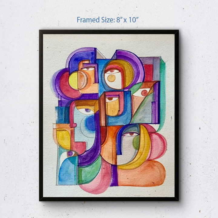 Colorful ink and watercolor original painting on paper by SoulCurryArt, vibrant abstract art with vivid hues and fluid brushstrokes.