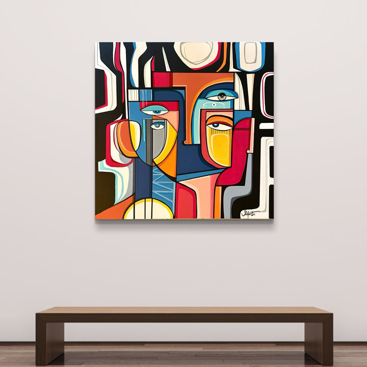 Original art painting titled "Caged Memories" by SoulCurryArt, featuring abstract imagery with vibrant colors and textured brushstrokes.