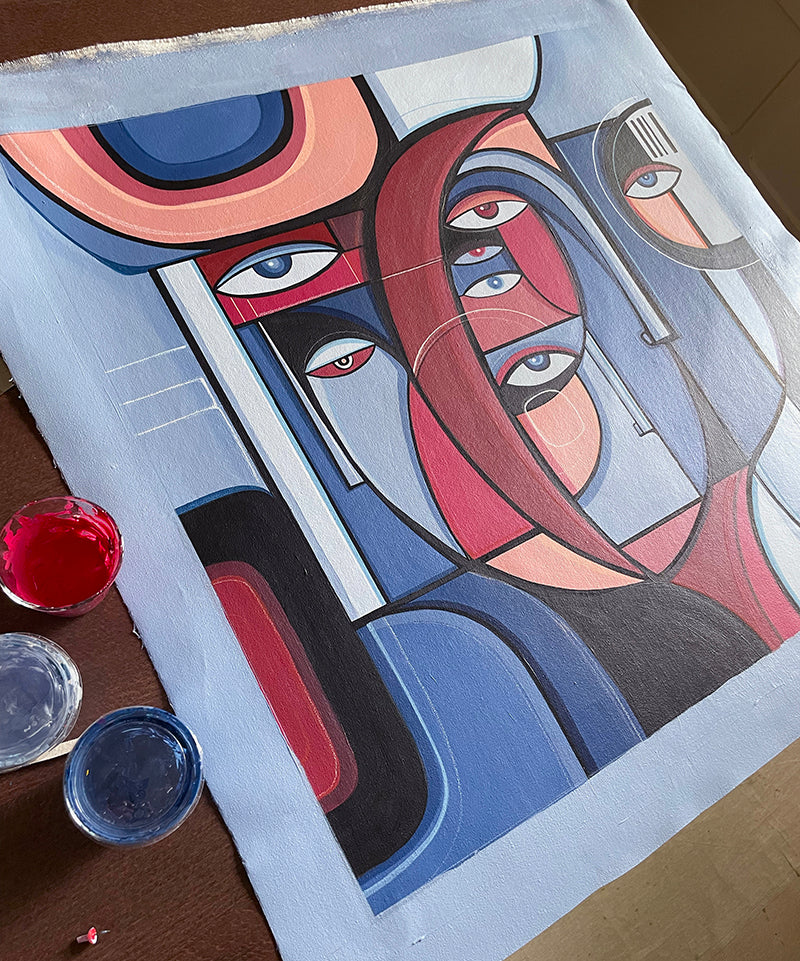 Original art painting titled "Color In Our Veins" by SoulCurryArt, featuring vibrant, abstract colors and flowing patterns.