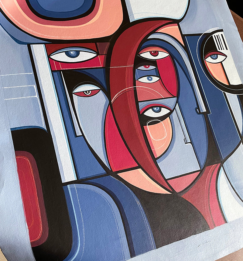 Original art painting titled "Color In Our Veins" by SoulCurryArt, featuring vibrant, colorful abstract designs.