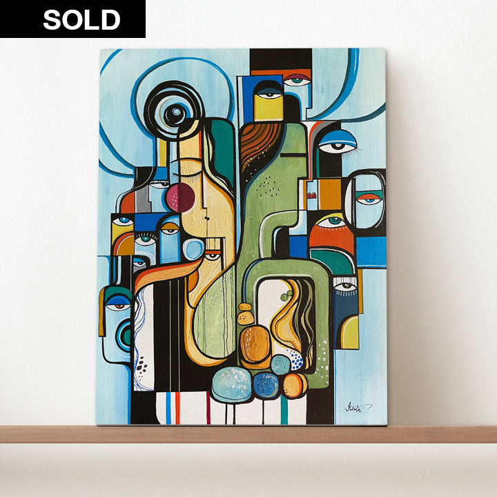 Original art painting by SoulCurryArt titled "Made From Earth," showcasing vibrant colors and textured brushstrokes.