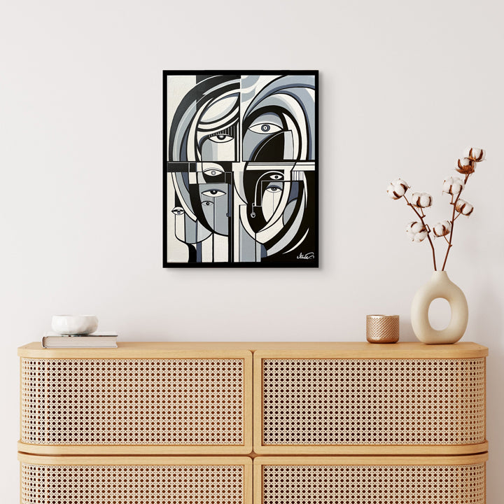 Original art painting titled Parallel Fragments by SoulCurryArt, showcasing abstract colorful geometric shapes.