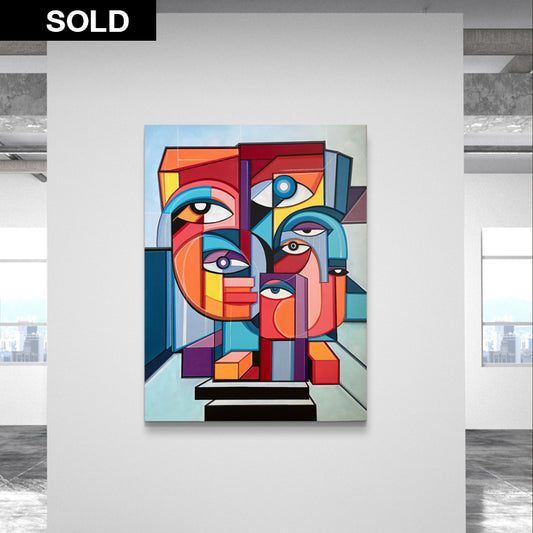 Original art painting titled "Resonance" by SoulCurryArt, featuring vibrant abstract colors and textured brushstrokes.