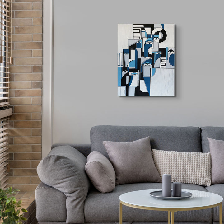 Original art painting titled "Structured" by soulcurryart, featuring abstract, textured brushstrokes in vibrant colors.