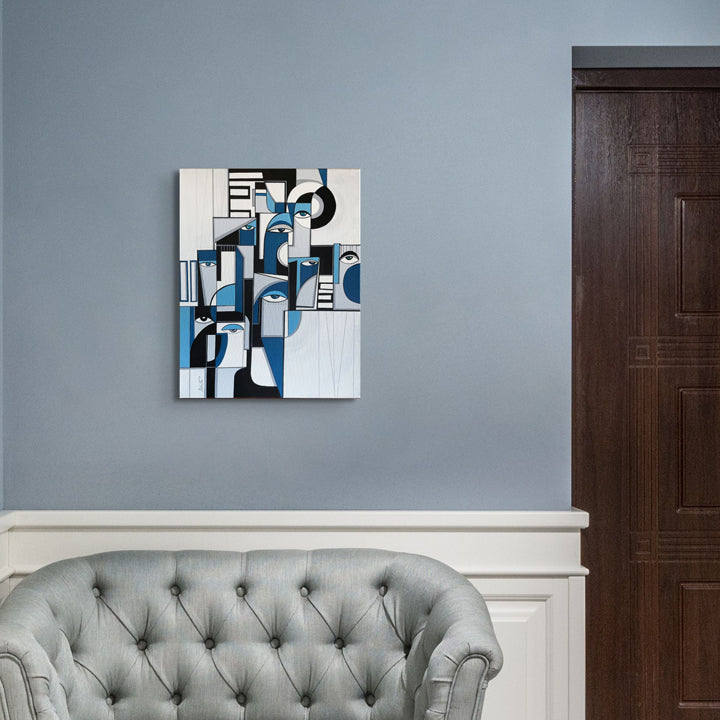 Original art painting titled "Structured" by soulcurryart featuring abstract, textured brushstrokes in vibrant colors.
