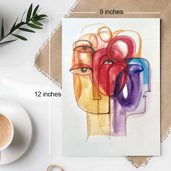 Colorful abstract original art piece titled Solstice in Shapes by SoulCurryArt, featuring vibrant geometric shapes and bold hues.