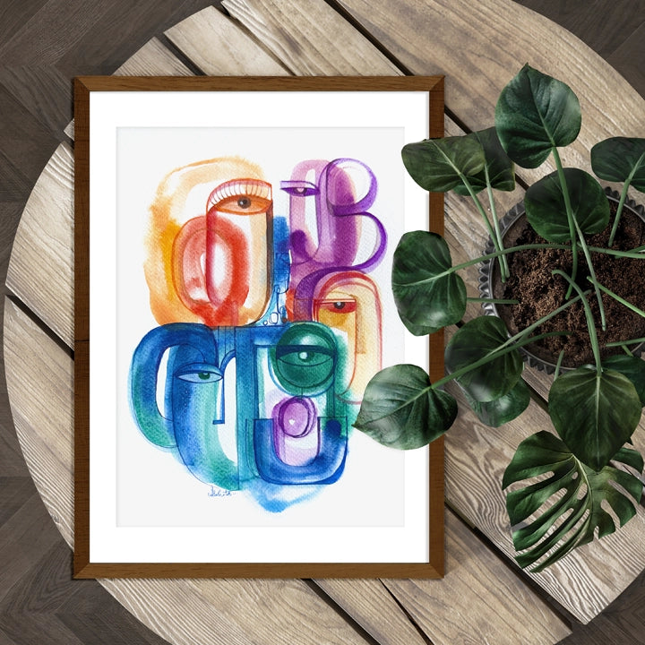 Unframed original art piece titled Summer Haze Mosaic by SoulCurryArt, featuring vibrant mosaic-inspired abstract design.