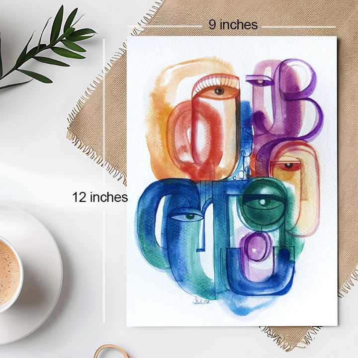 Unframed original art piece titled Summer Haze Mosaic by SoulCurryArt with vibrant abstract mosaic design