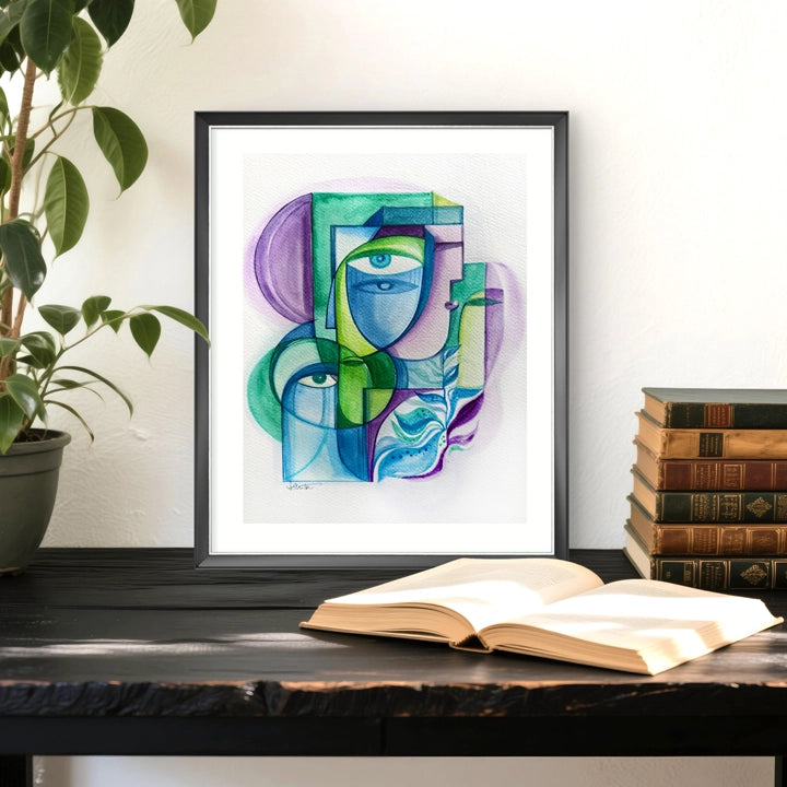 Unframed original art titled The Quiet Grove by SoulCurryArt, featuring a serene natural landscape with trees and gentle colors.