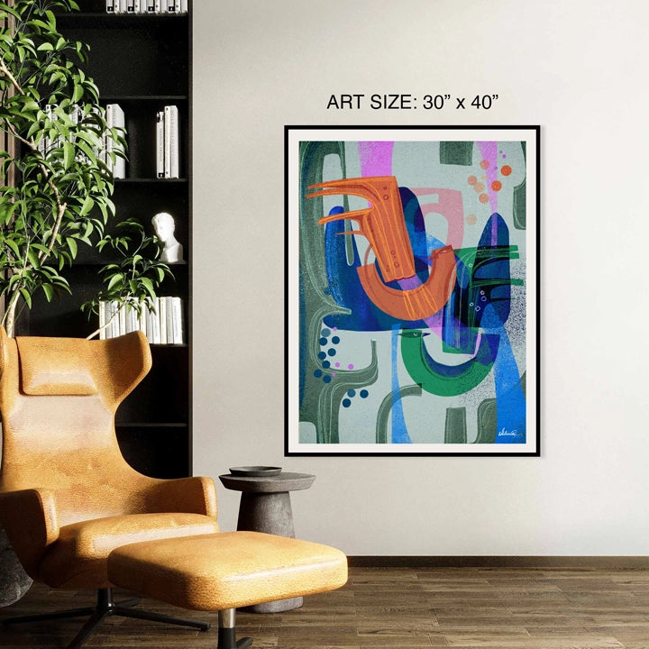 SoulCurryArt Birds of a Feather print, 16x20 paper art featuring colorful birds in a natural scene.