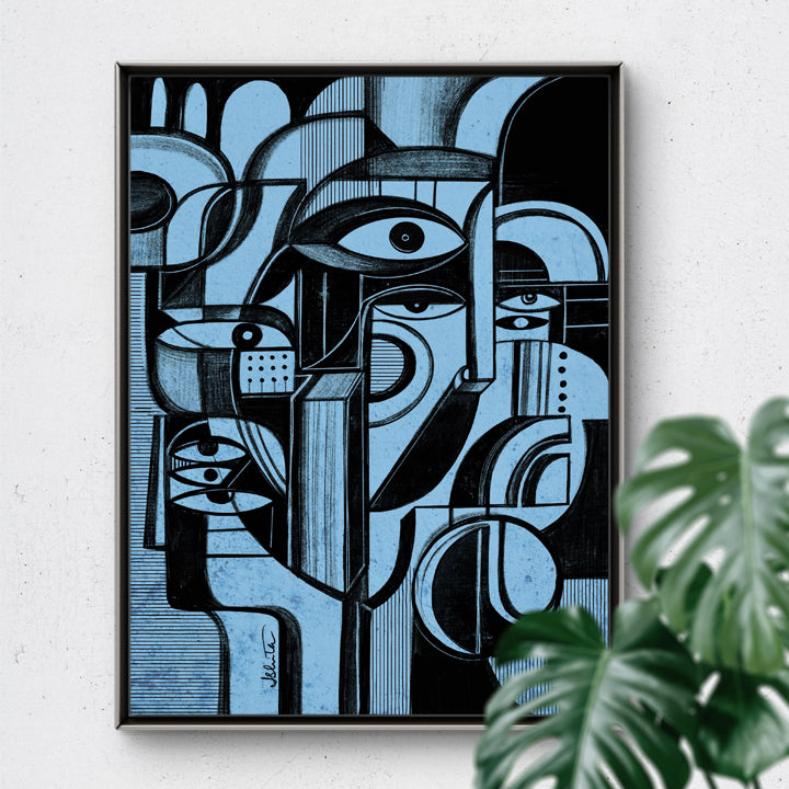 Blue Memory print by SoulCurryArt, 16x20 inch paper artwork featuring abstract blue tones and textured design.