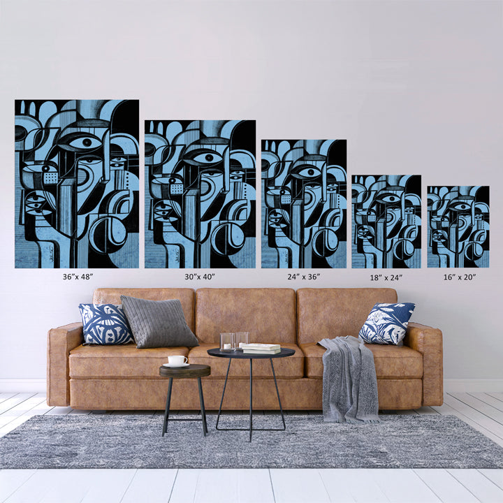 Blue Memory print by SoulCurryArt, 16x20-inch paper art featuring abstract blue and white design on high-quality paper.