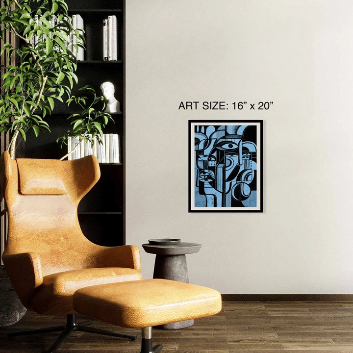 Blue Memory print by SoulCurryArt, featuring abstract blue watercolor design on 16x20 paper.