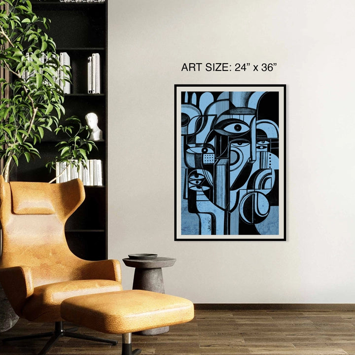 Blue Memory print by SoulCurryArt, 16x20 inch paper art featuring abstract blue and white watercolor design.