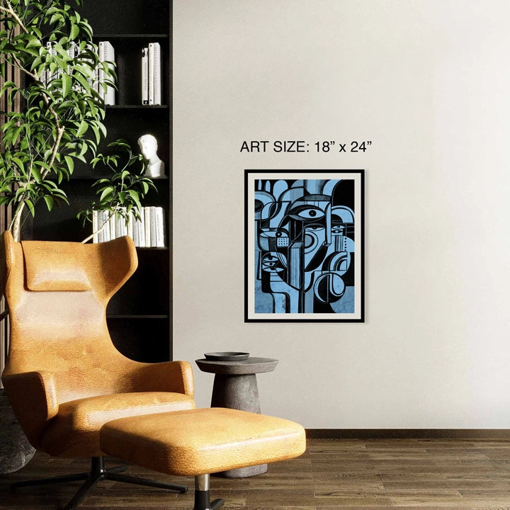 Blue Memory art print by SoulCurryArt, 16x20 inch paper print featuring vibrant blue abstract design.