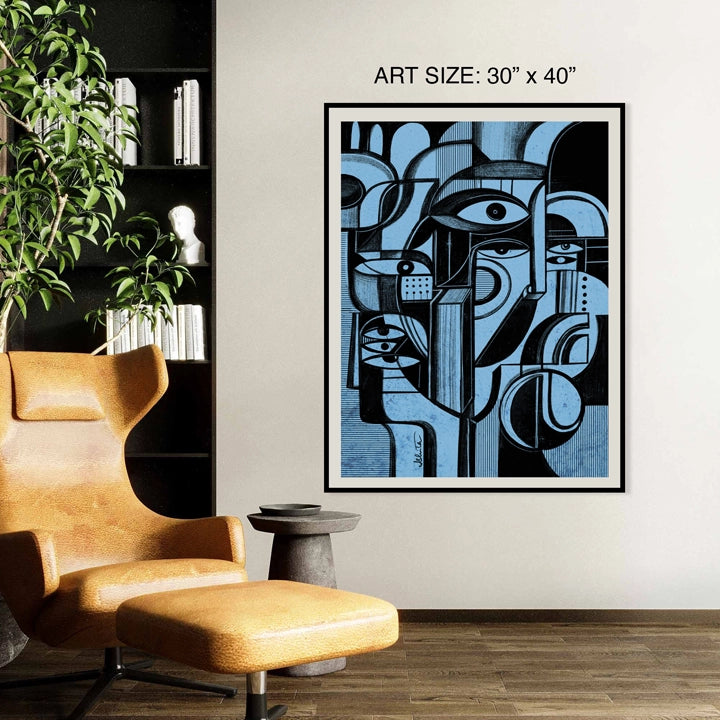 Blue Memory print by SoulCurryArt featuring abstract blue-toned artwork on 16x20 paper.
