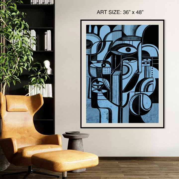 Blue Memory print by SoulCurryArt featuring an abstract design on 16x20 paper, showcasing vibrant blue tones and artistic details.