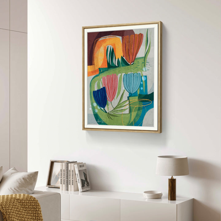 SoulCurryArt print of a garden pathway, 16x20 paper art, featuring a serene garden scene with lush greenery and a winding path.