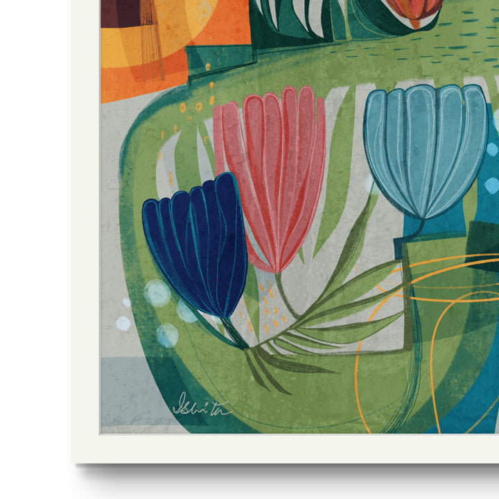 SoulCurryArt print titled "By The Garden Pathway" featuring a beautiful garden scene on 16x20 paper.