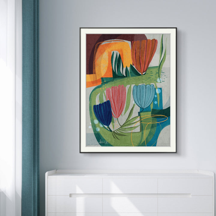 SoulCurryArt print titled "By The Garden Pathway" featuring a beautiful garden scene on 16x20 paper.