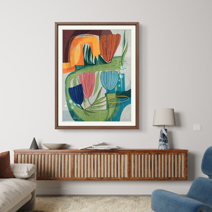 SoulCurryArt print titled "By The Garden Pathway," 16x20-inch paper art featuring a serene garden pathway scene.