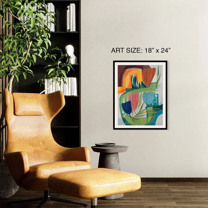 SoulCurryArt print of a garden pathway, 16x20 inch paper artwork depicting a serene garden scene.