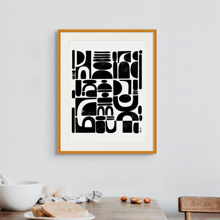 Colorful abstract print titled "Fragmented" by SoulCurryArt, featuring vibrant, geometric shapes on high-quality paper.