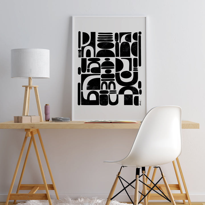 Colorful abstract print titled "Fragmented" by SoulCurryArt featuring vibrant geometric shapes on high-quality paper.