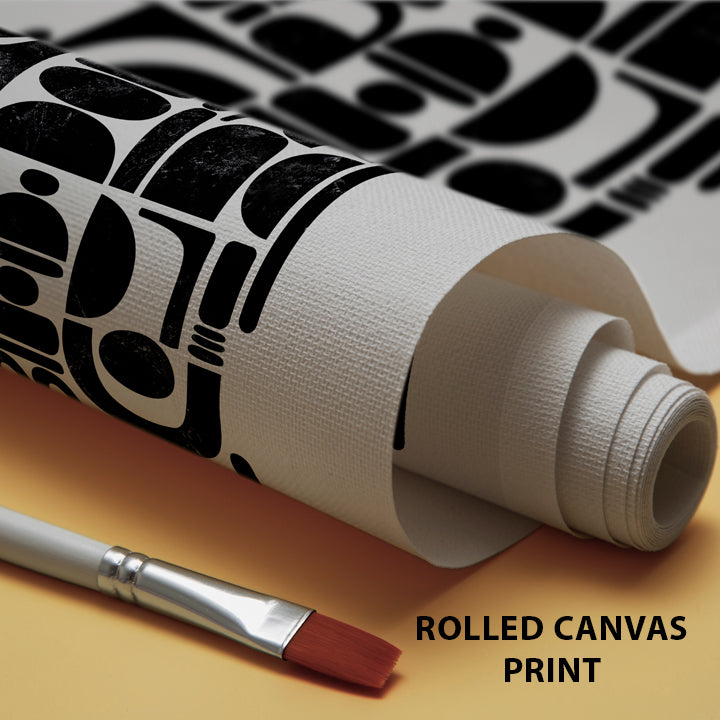 Rolled print titled "Fragmented" by SoulCurryArt featuring abstract, fragmented artwork on textured paper.